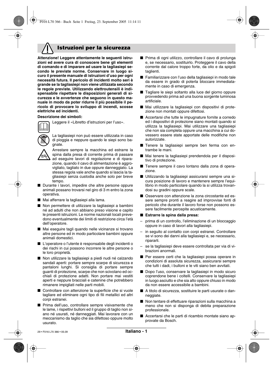 Istruzioni per la sicurezza | Bosch AHS 550-24 ST User Manual | Page 29 / 69