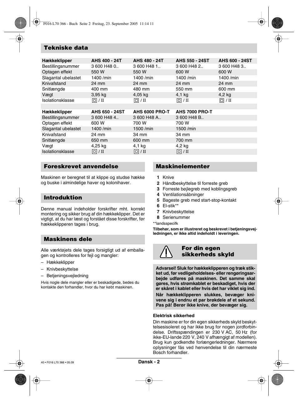 Tekniske data | Bosch AHS 550-24 ST User Manual | Page 40 / 69