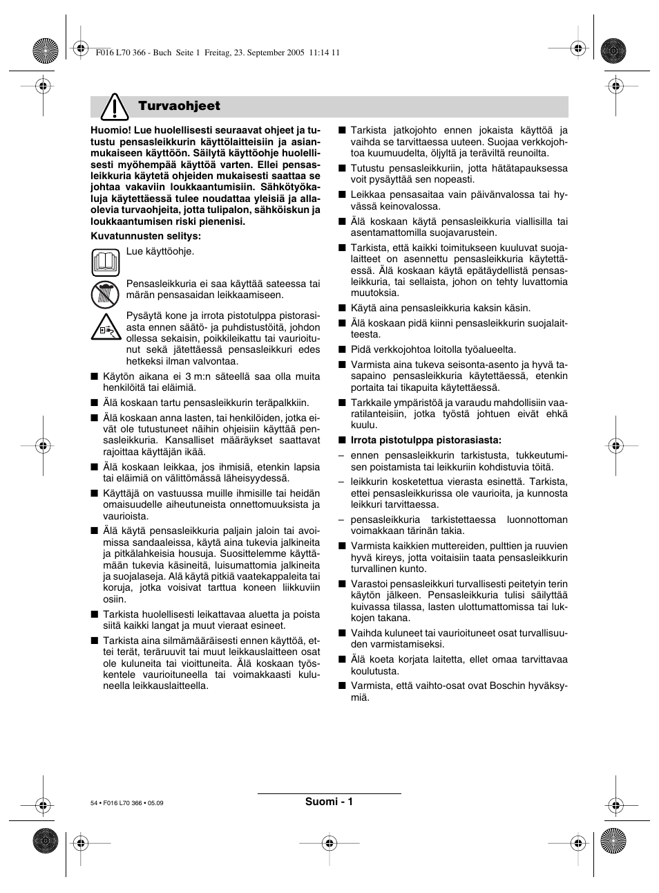 Turvaohjeet | Bosch AHS 550-24 ST User Manual | Page 54 / 69