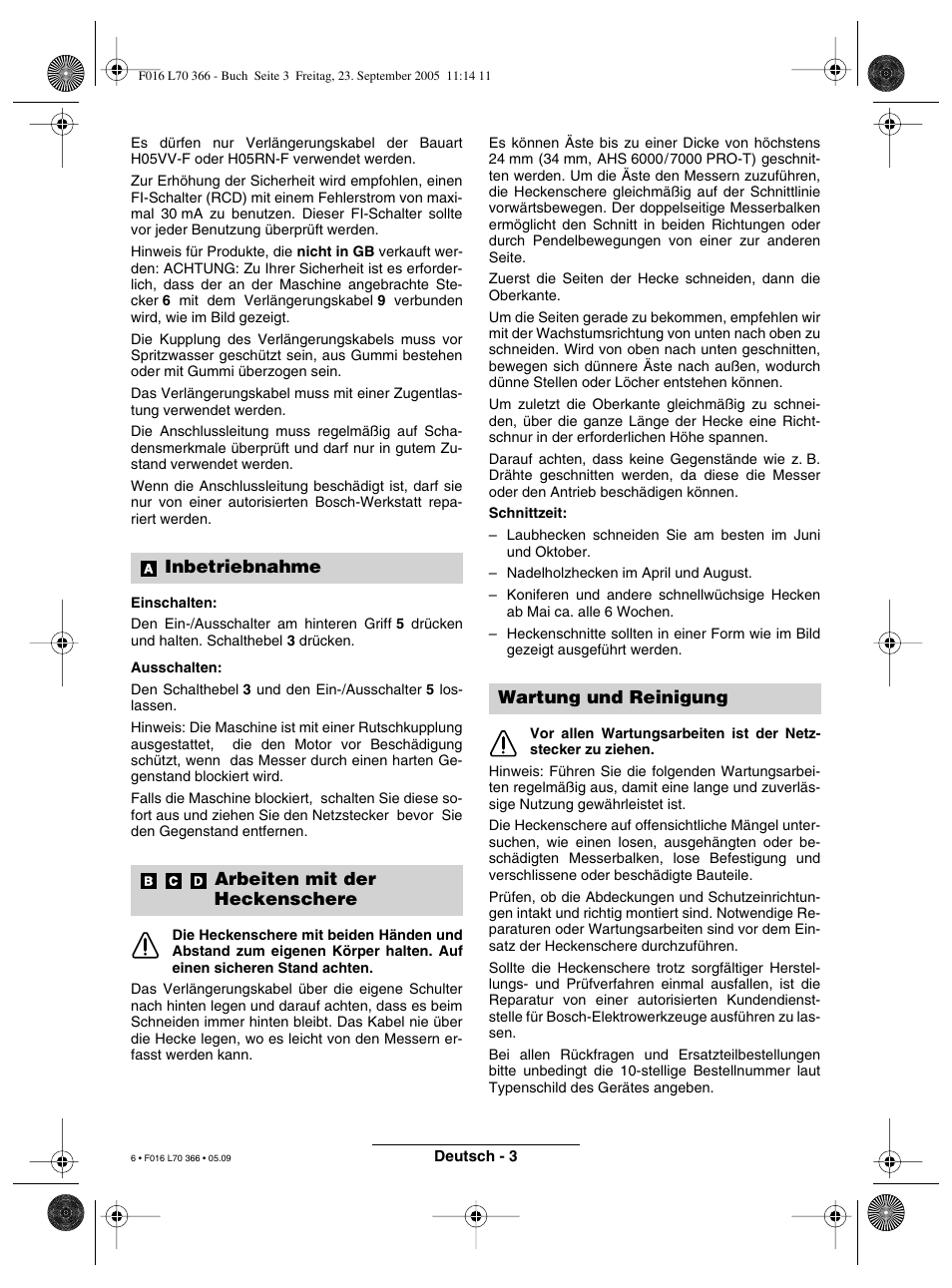 Inbetriebnahme arbeiten mit der heckenschere, Wartung und reinigung | Bosch AHS 550-24 ST User Manual | Page 6 / 69