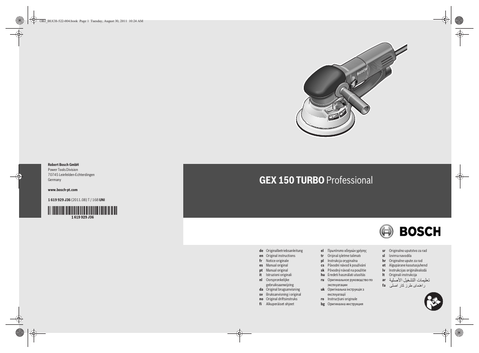 Bosch GEX 150 Turbo Professional User Manual | 167 pages