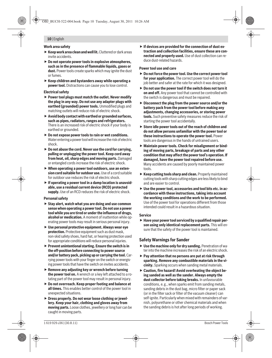Bosch GEX 150 Turbo Professional User Manual | Page 10 / 167