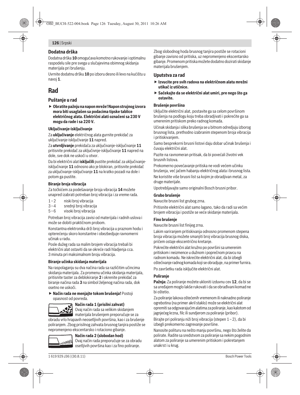 Bosch GEX 150 Turbo Professional User Manual | Page 126 / 167