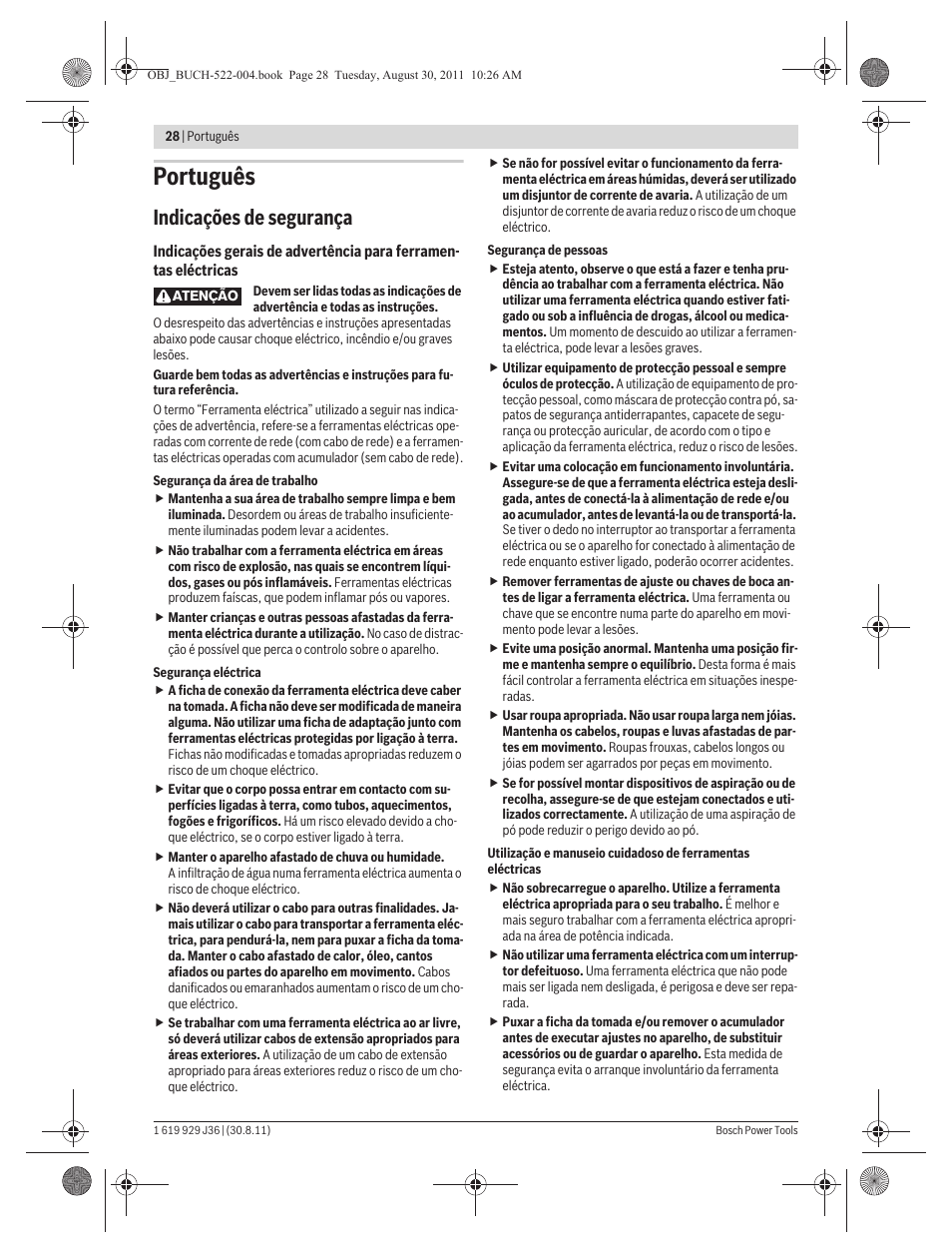 Português, Indicações de segurança | Bosch GEX 150 Turbo Professional User Manual | Page 28 / 167
