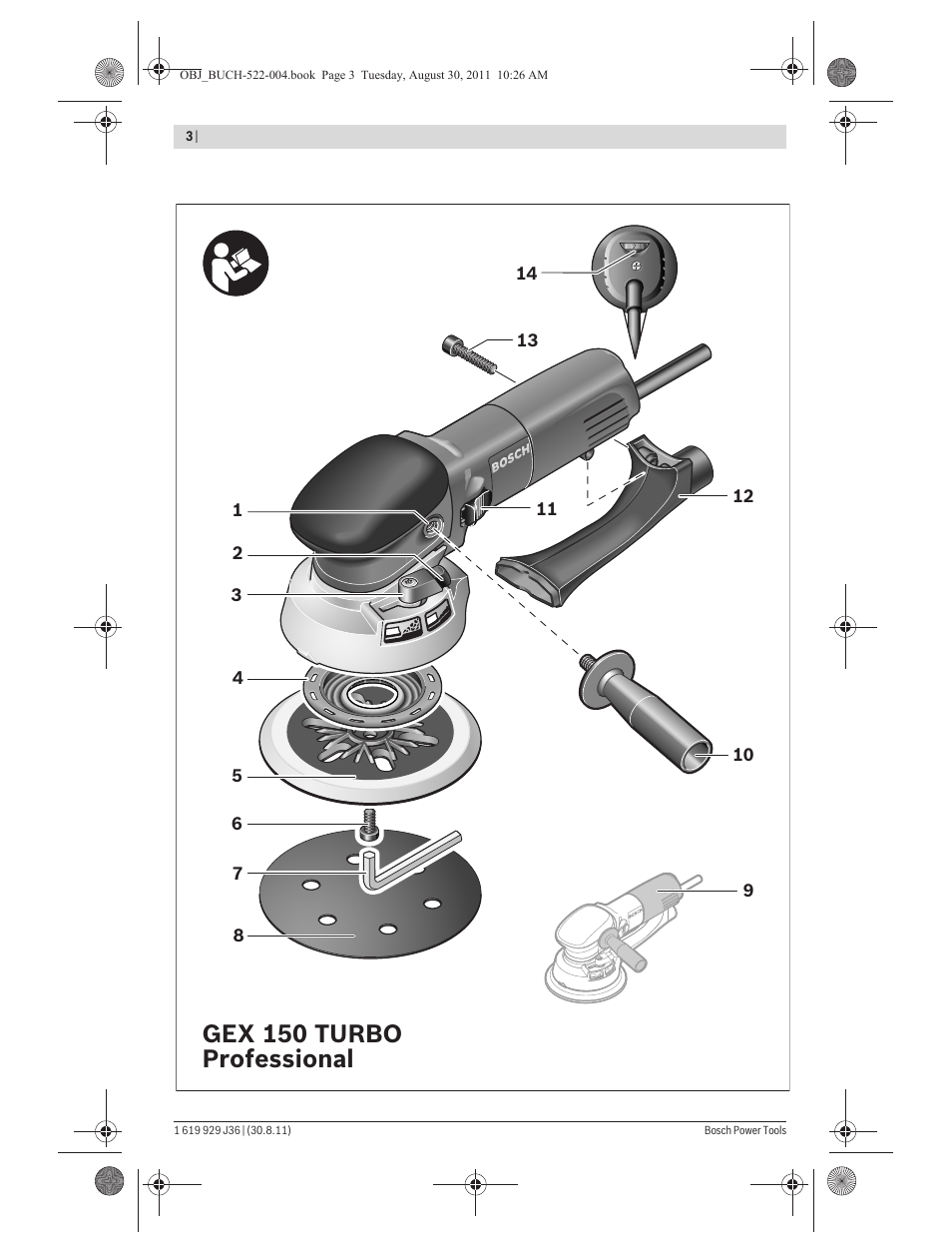 Gex 150 turbo professional | Bosch GEX 150 Turbo Professional User Manual | Page 3 / 167