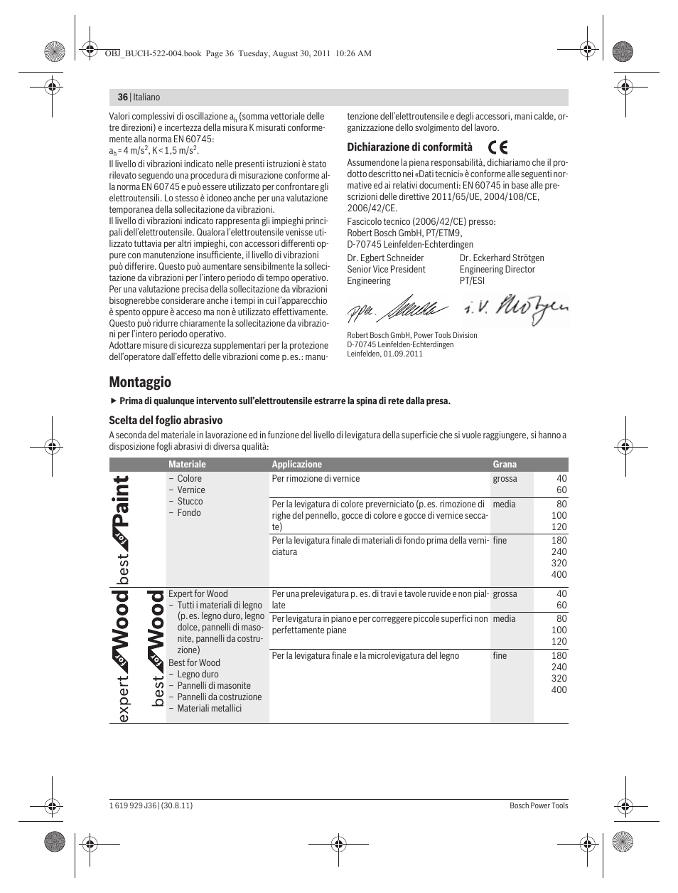 Montaggio | Bosch GEX 150 Turbo Professional User Manual | Page 36 / 167