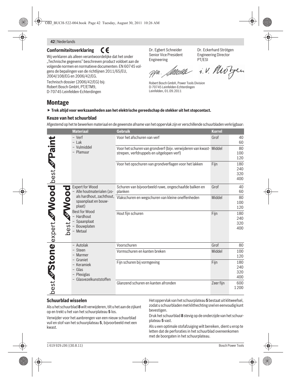 Montage | Bosch GEX 150 Turbo Professional User Manual | Page 42 / 167