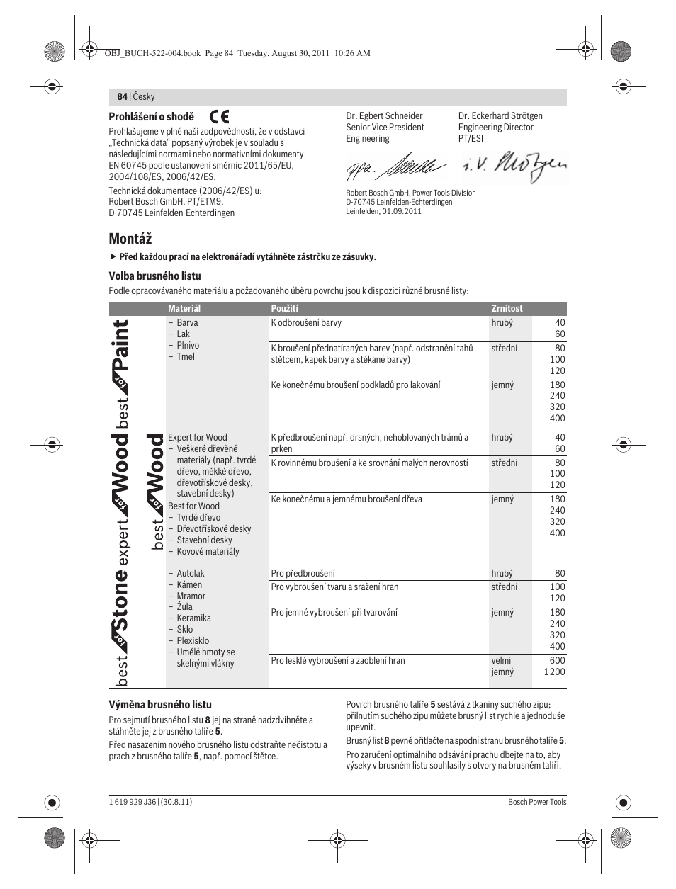 Montáž | Bosch GEX 150 Turbo Professional User Manual | Page 84 / 167