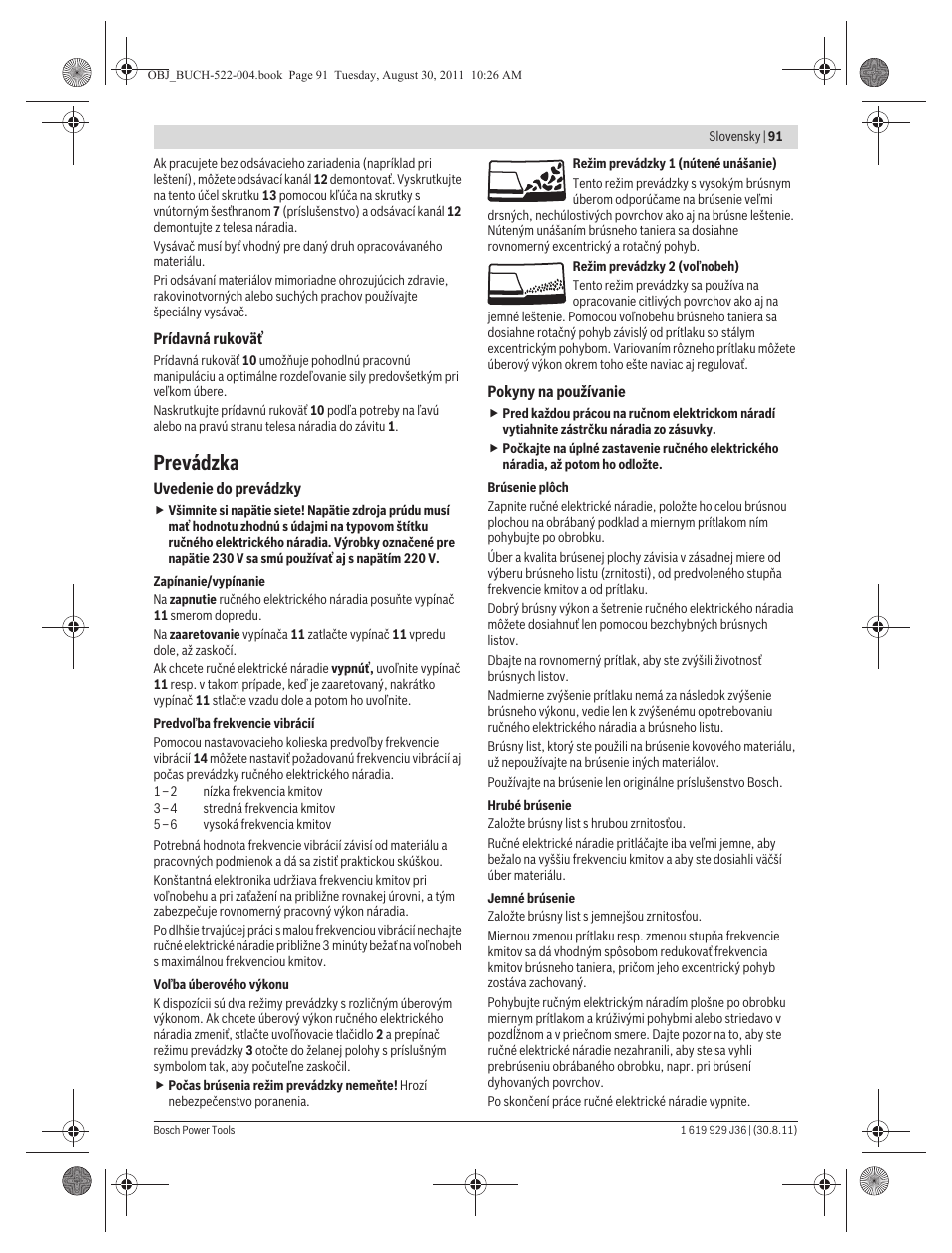 Prevádzka | Bosch GEX 150 Turbo Professional User Manual | Page 91 / 167