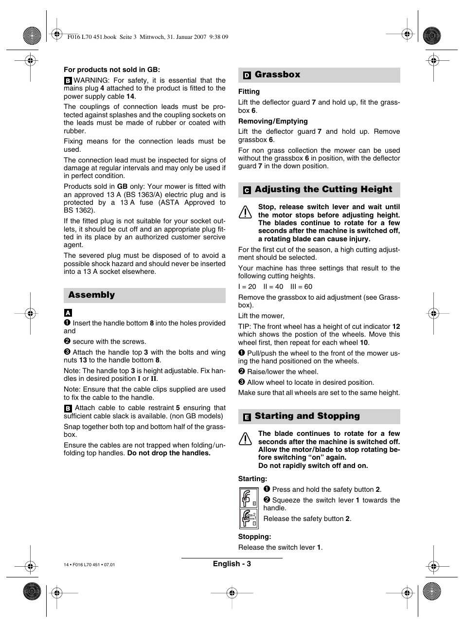 Assembly | Bosch Rotak 320 User Manual | Page 14 / 170