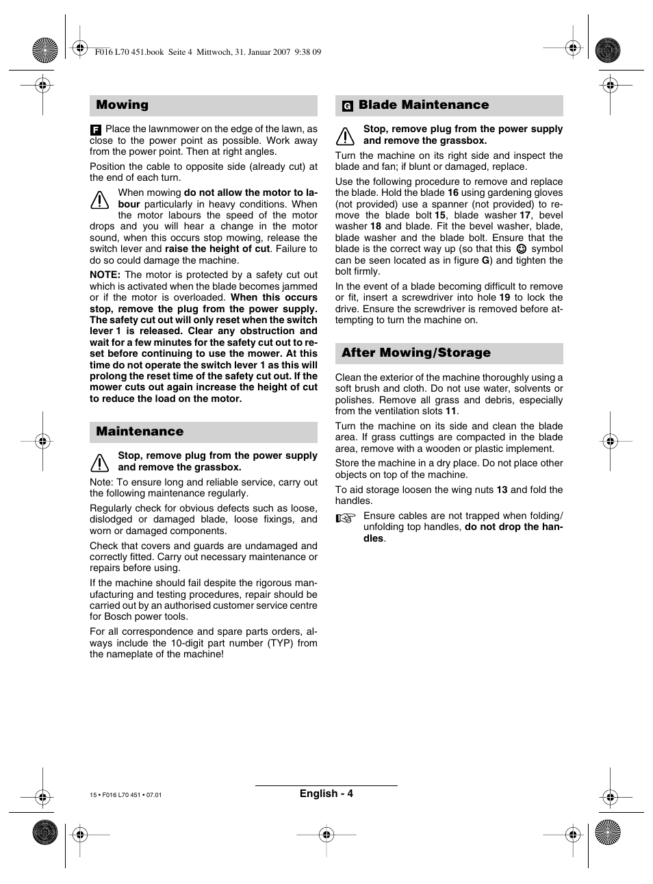 Bosch Rotak 320 User Manual | Page 15 / 170