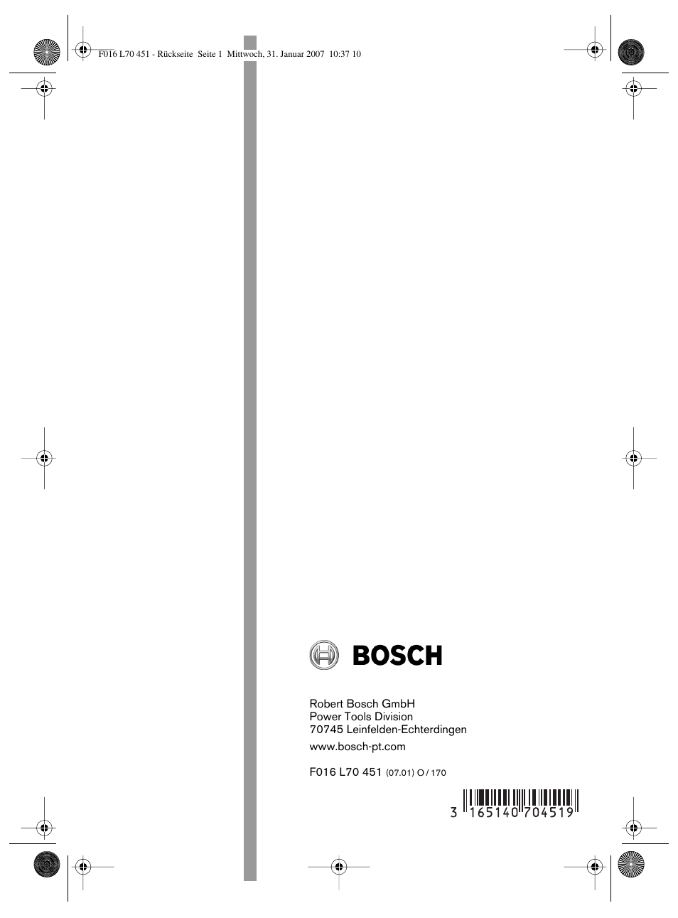 Bosch Rotak 320 User Manual | Page 170 / 170