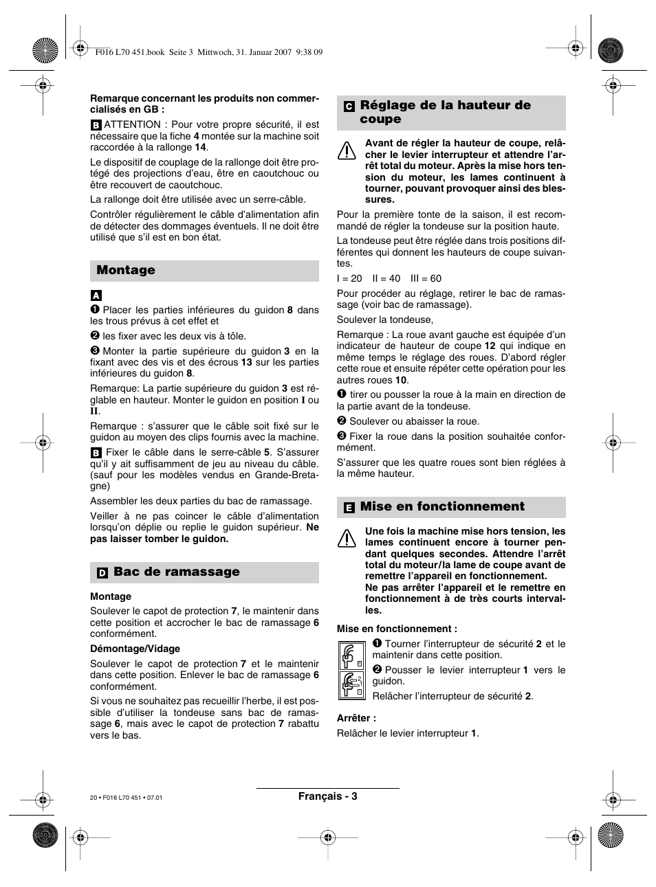 Montage bac de ramassage | Bosch Rotak 320 User Manual | Page 20 / 170