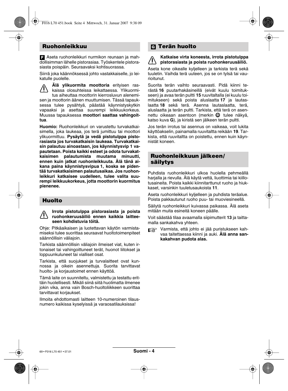 Bosch Rotak 320 User Manual | Page 69 / 170
