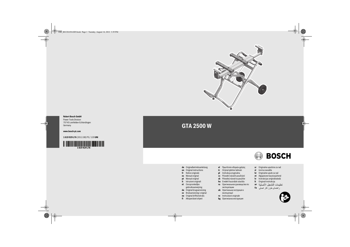 Bosch GTA 2500 W Professional User Manual | 119 pages