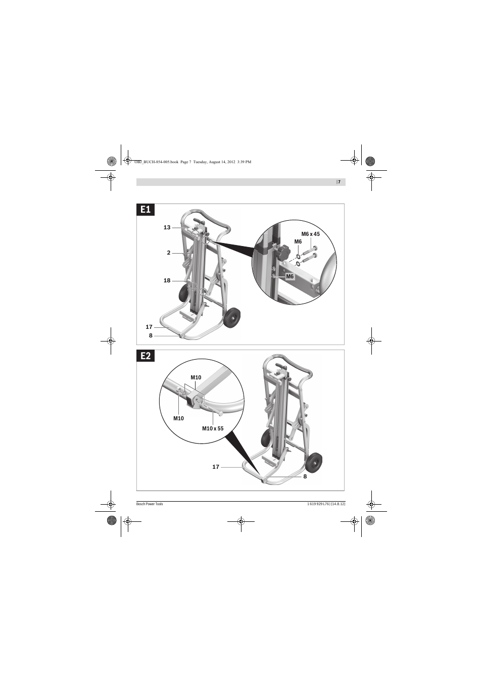 E1 e2 | Bosch GTA 2500 W Professional User Manual | Page 7 / 119