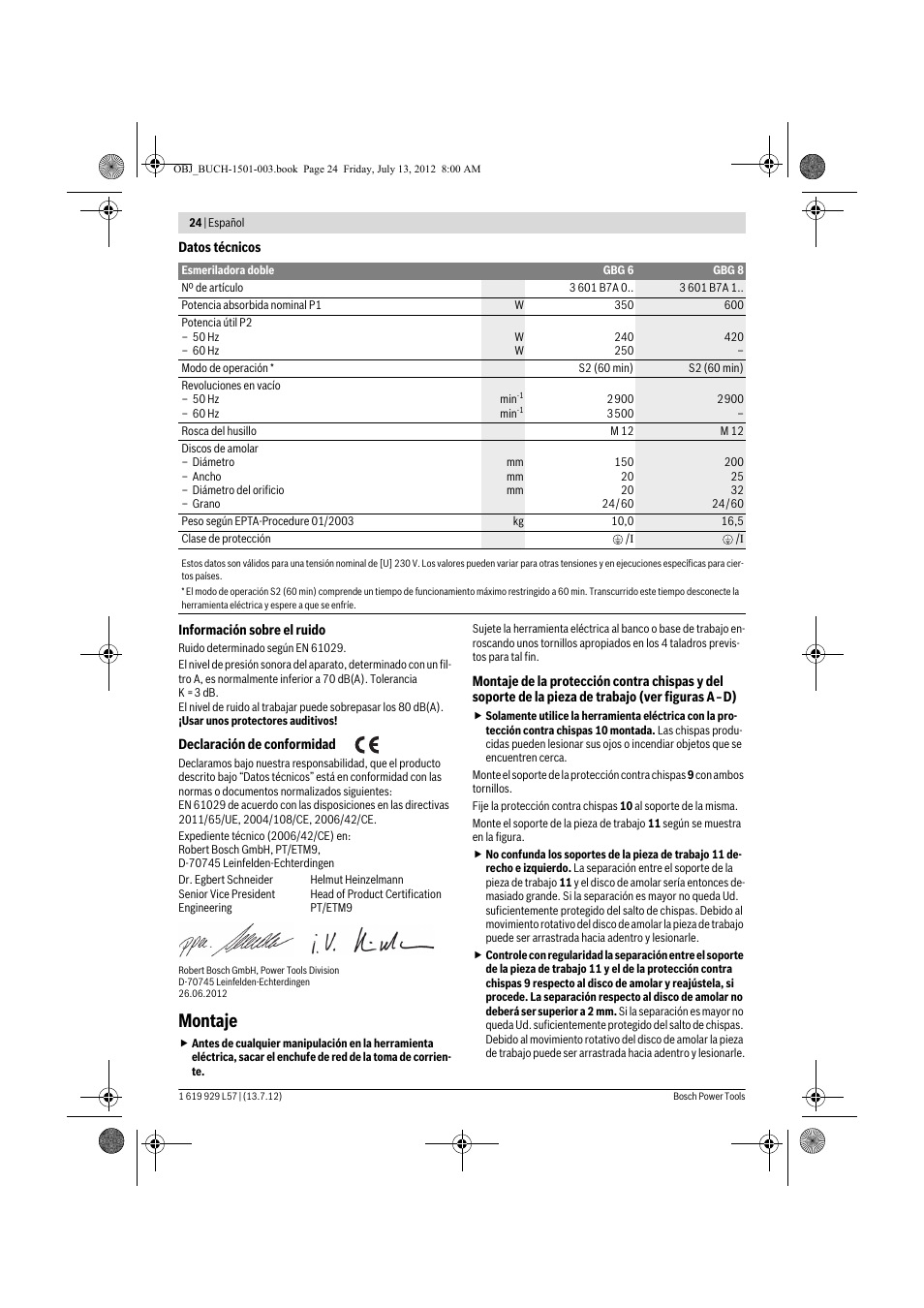 Montaje | Bosch GBG 6 Professional User Manual | Page 24 / 150