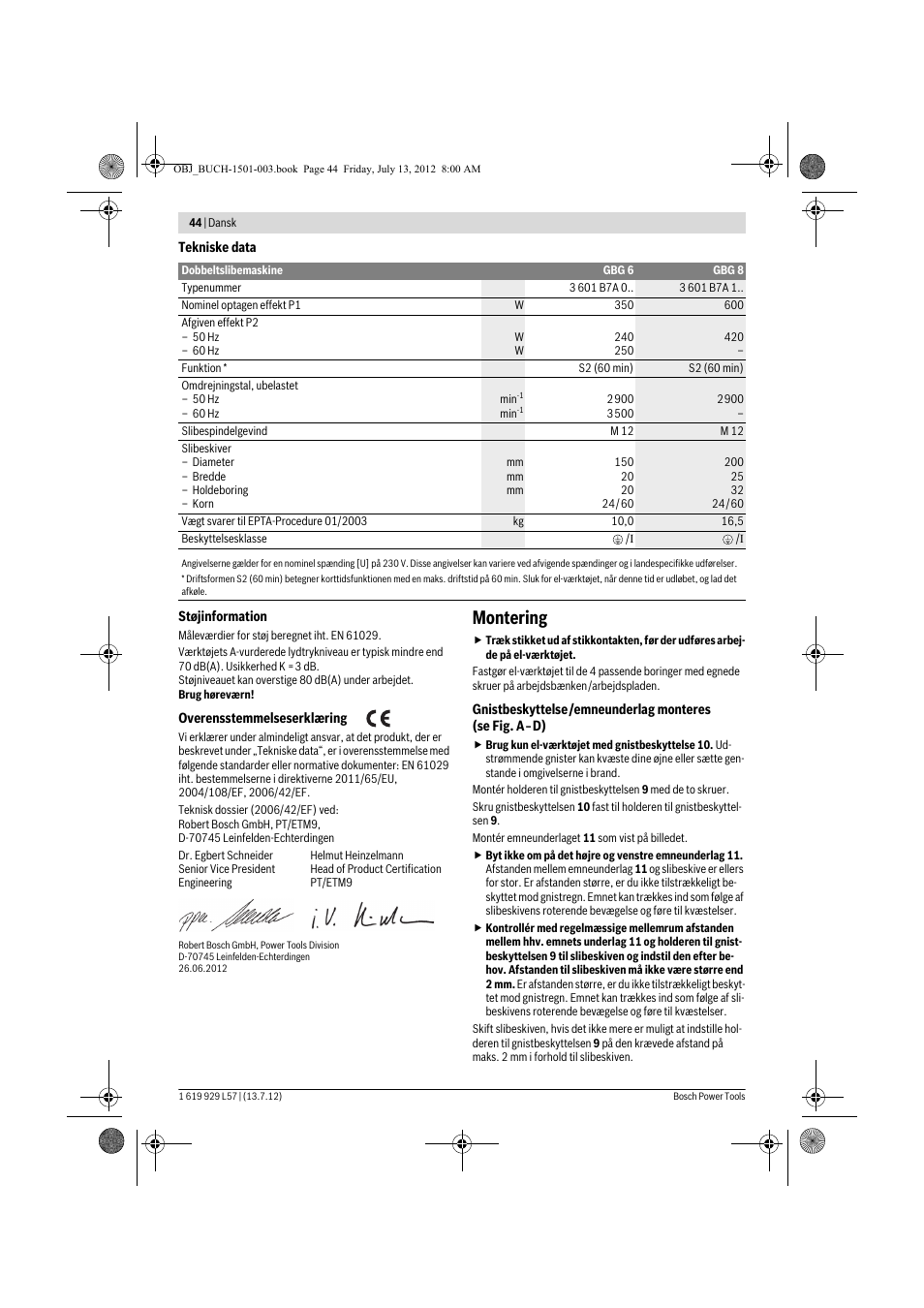 Montering | Bosch GBG 6 Professional User Manual | Page 44 / 150