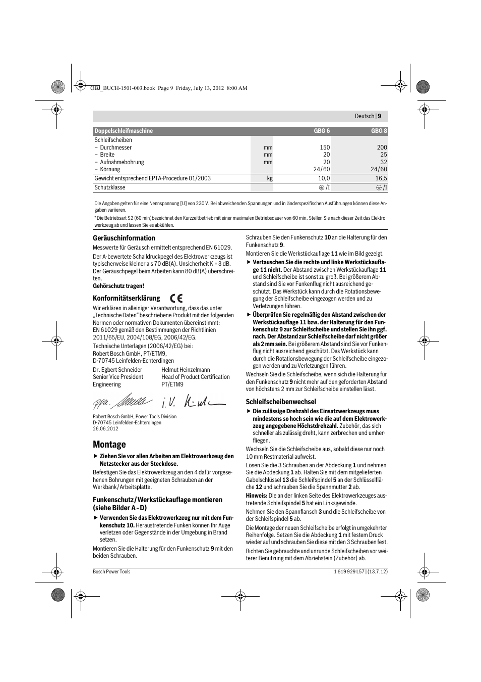 Montage | Bosch GBG 6 Professional User Manual | Page 9 / 150