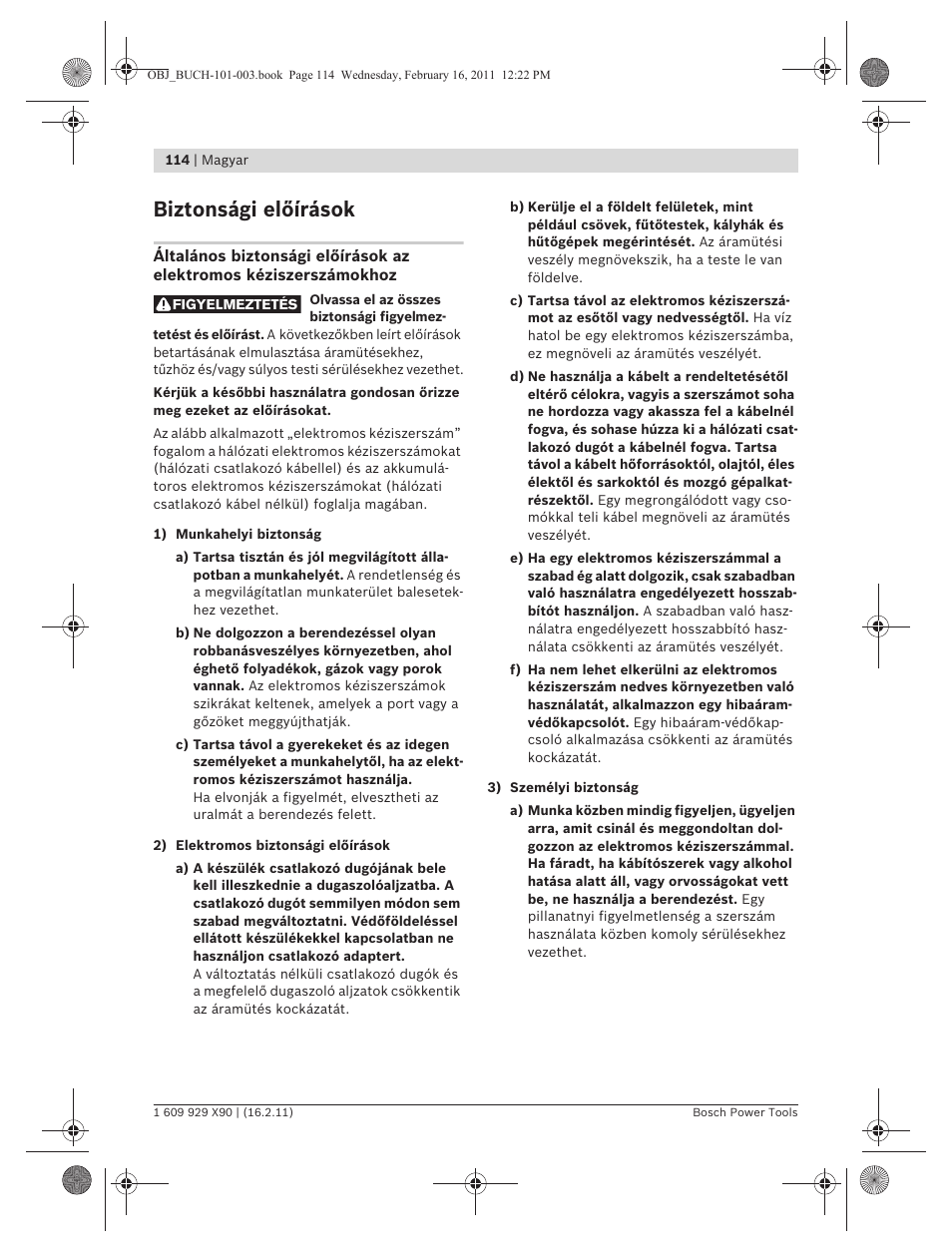 Biztonsági előírások | Bosch GNA 3,5 Professional User Manual | Page 114 / 199