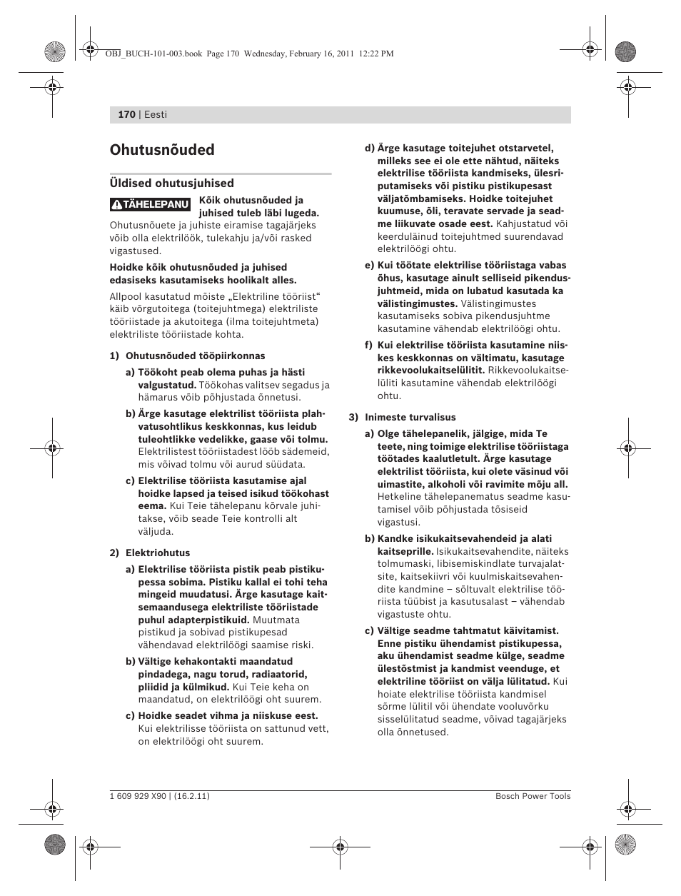 Ohutusnõuded | Bosch GNA 3,5 Professional User Manual | Page 170 / 199