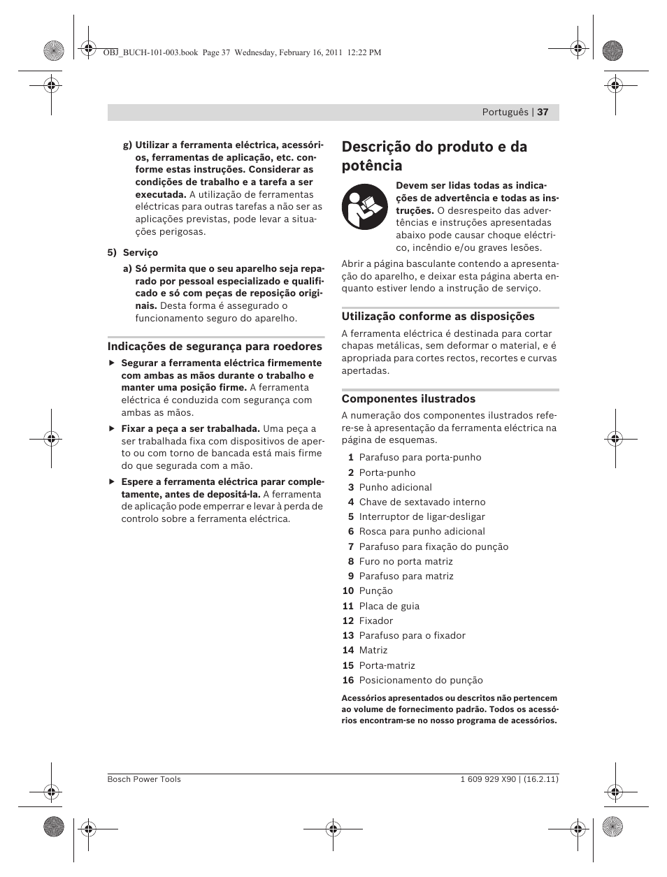 Descrição do produto e da potência | Bosch GNA 3,5 Professional User Manual | Page 37 / 199