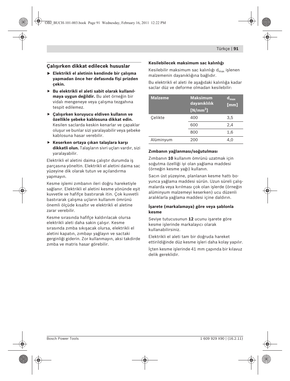 Bosch GNA 3,5 Professional User Manual | Page 91 / 199