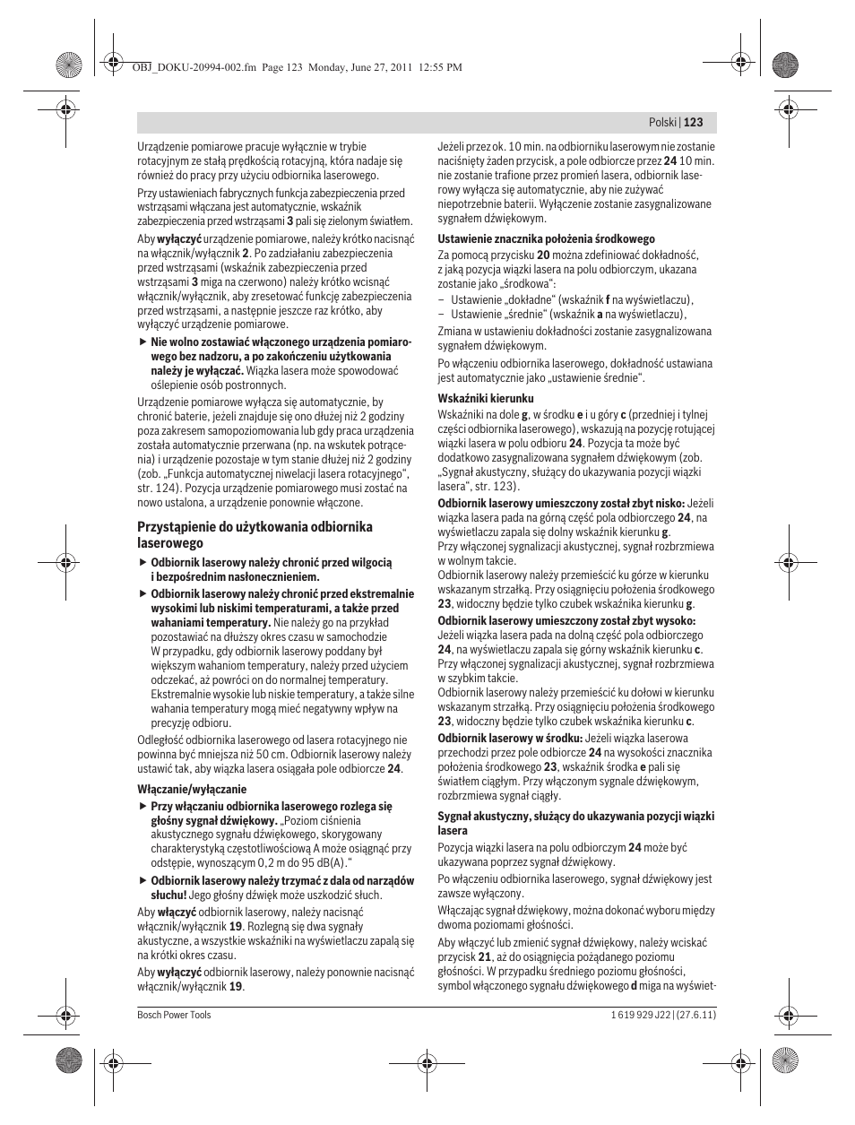 Bosch GRL 400 H Professional User Manual | Page 123 / 259