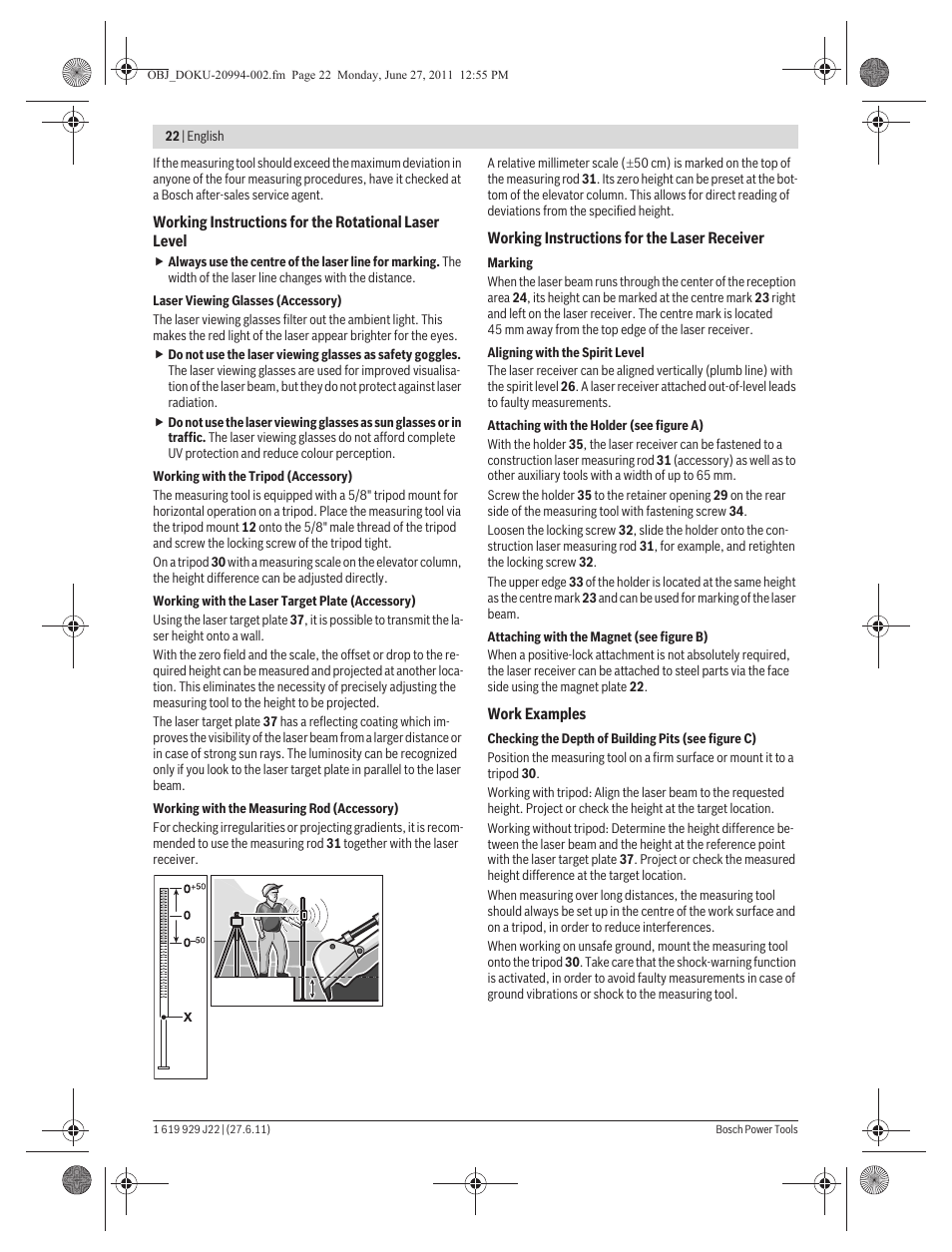 Bosch GRL 400 H Professional User Manual | Page 22 / 259