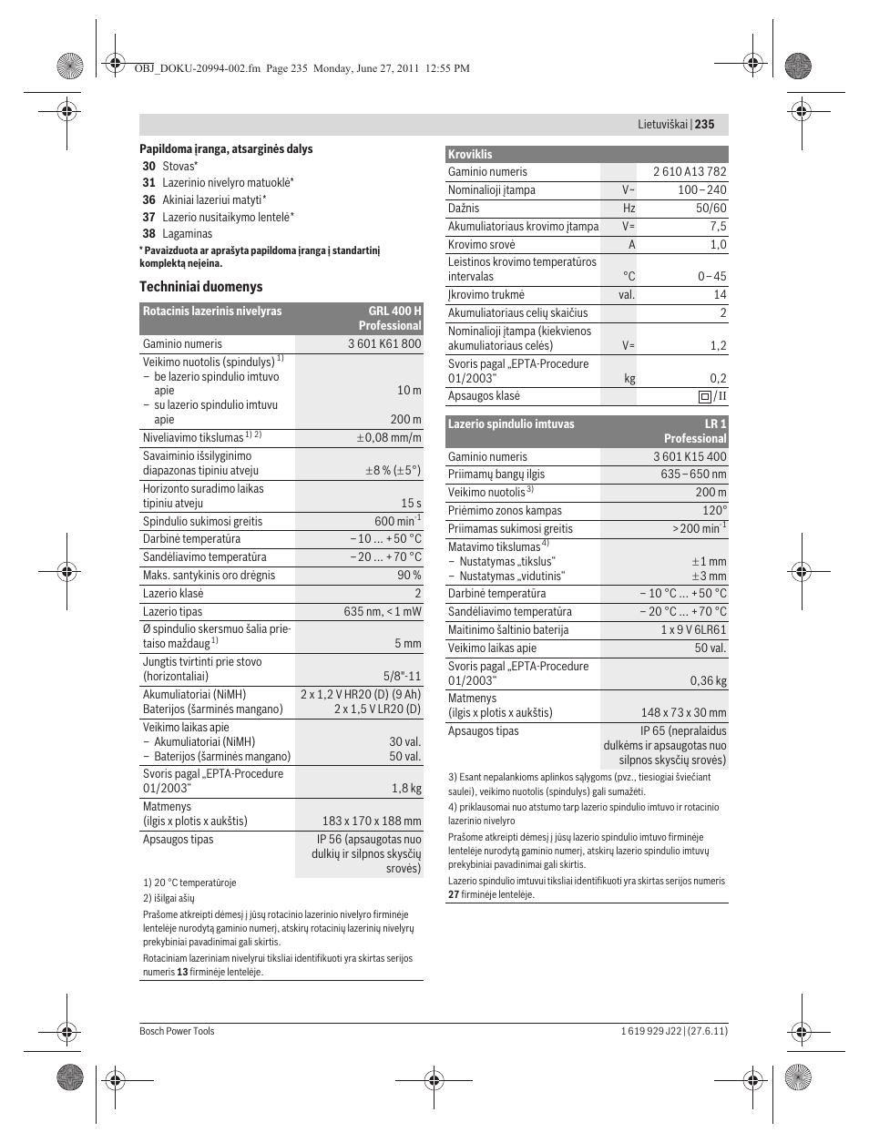 Bosch GRL 400 H Professional User Manual | Page 235 / 259