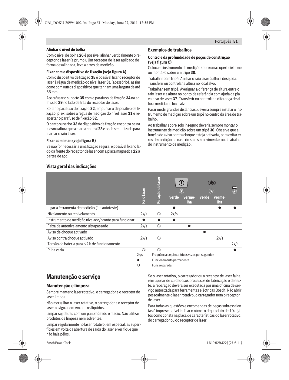 Manutenção e serviço | Bosch GRL 400 H Professional User Manual | Page 51 / 259