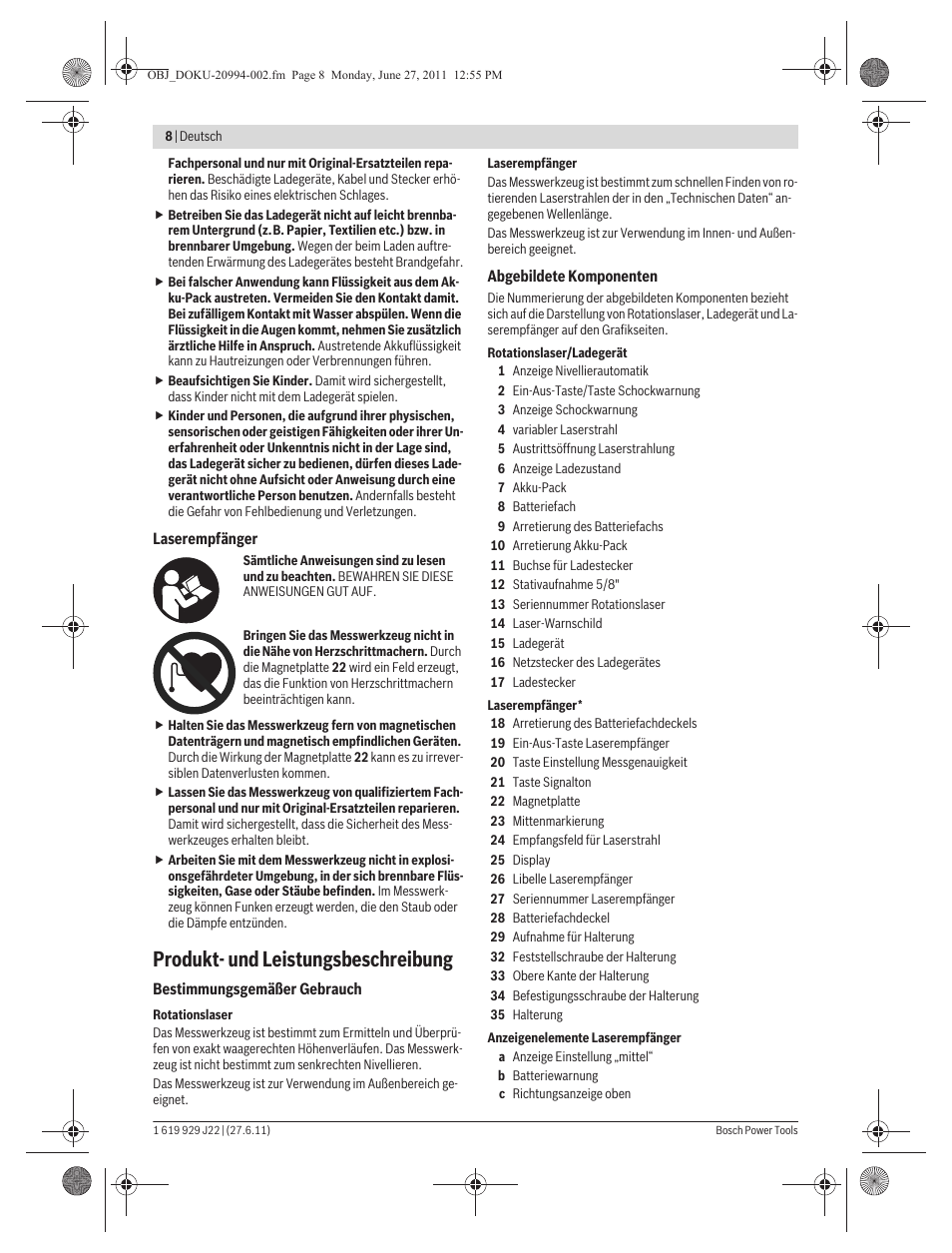 Produkt- und leistungsbeschreibung | Bosch GRL 400 H Professional User Manual | Page 8 / 259