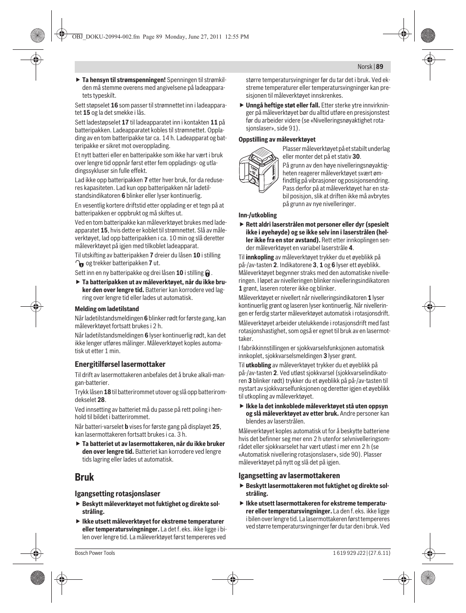 Bruk | Bosch GRL 400 H Professional User Manual | Page 89 / 259
