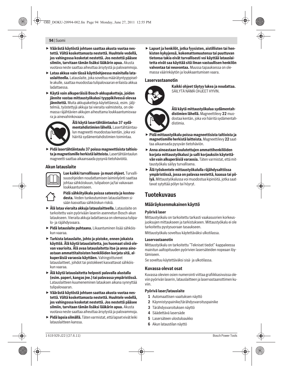 Tuotekuvaus | Bosch GRL 400 H Professional User Manual | Page 94 / 259