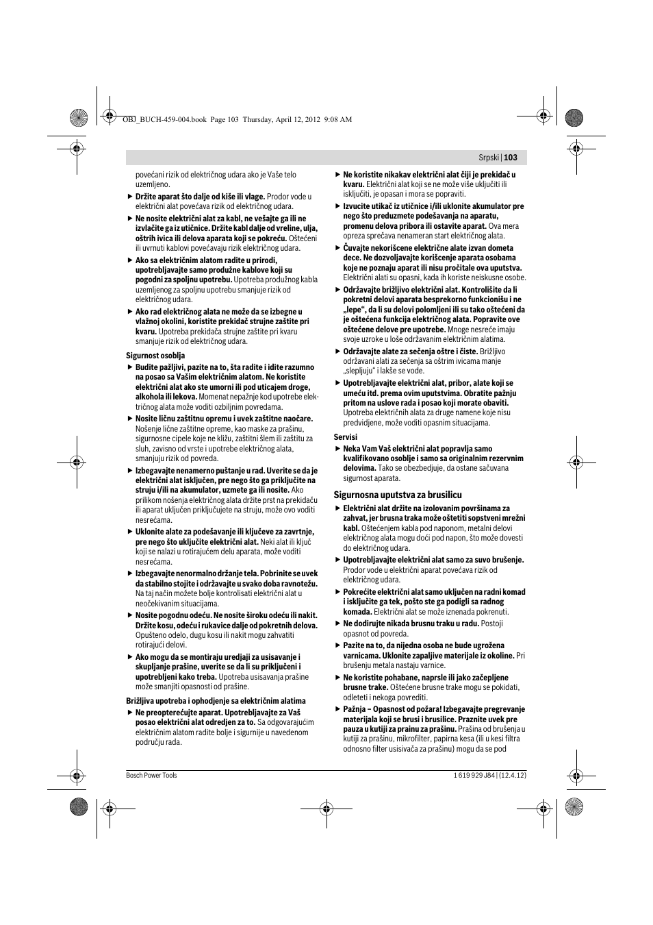 Bosch GBS 75 AE Set Professional User Manual | Page 103 / 139