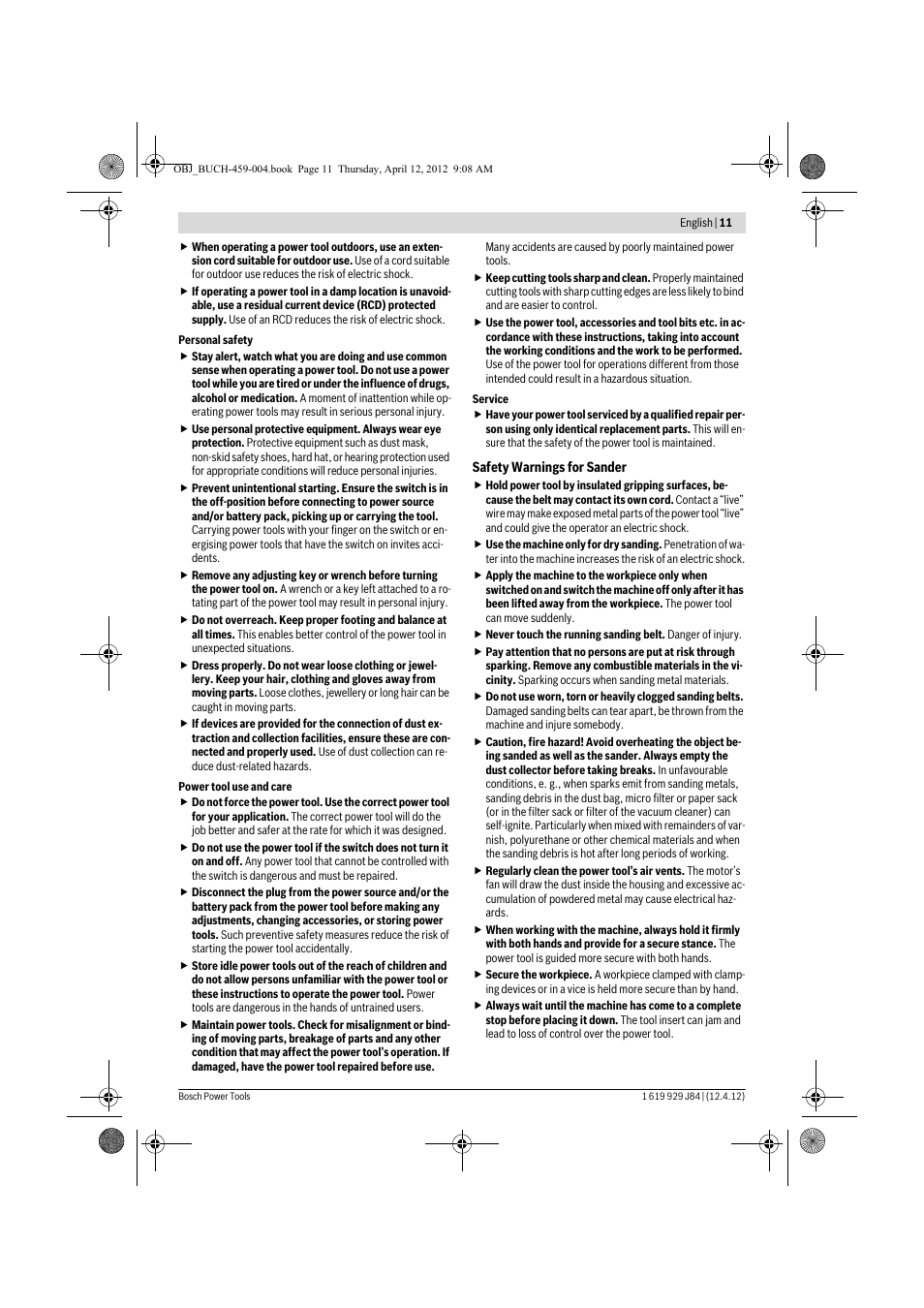 Bosch GBS 75 AE Set Professional User Manual | Page 11 / 139