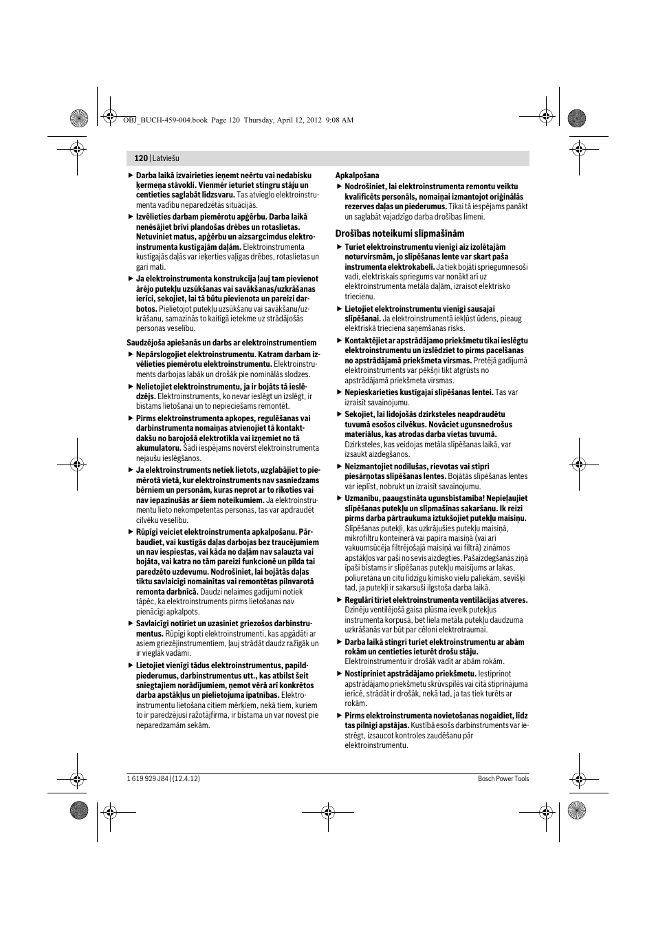 Bosch GBS 75 AE Set Professional User Manual | Page 120 / 139