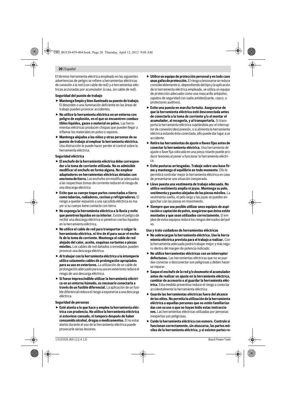Bosch GBS 75 AE Set Professional User Manual | Page 20 / 139