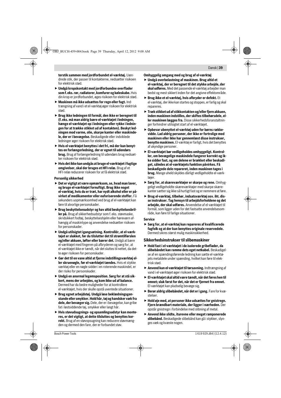Bosch GBS 75 AE Set Professional User Manual | Page 39 / 139