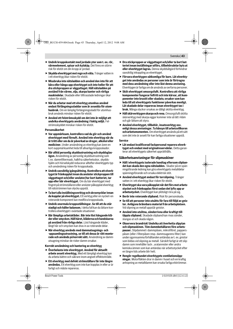 Bosch GBS 75 AE Set Professional User Manual | Page 43 / 139