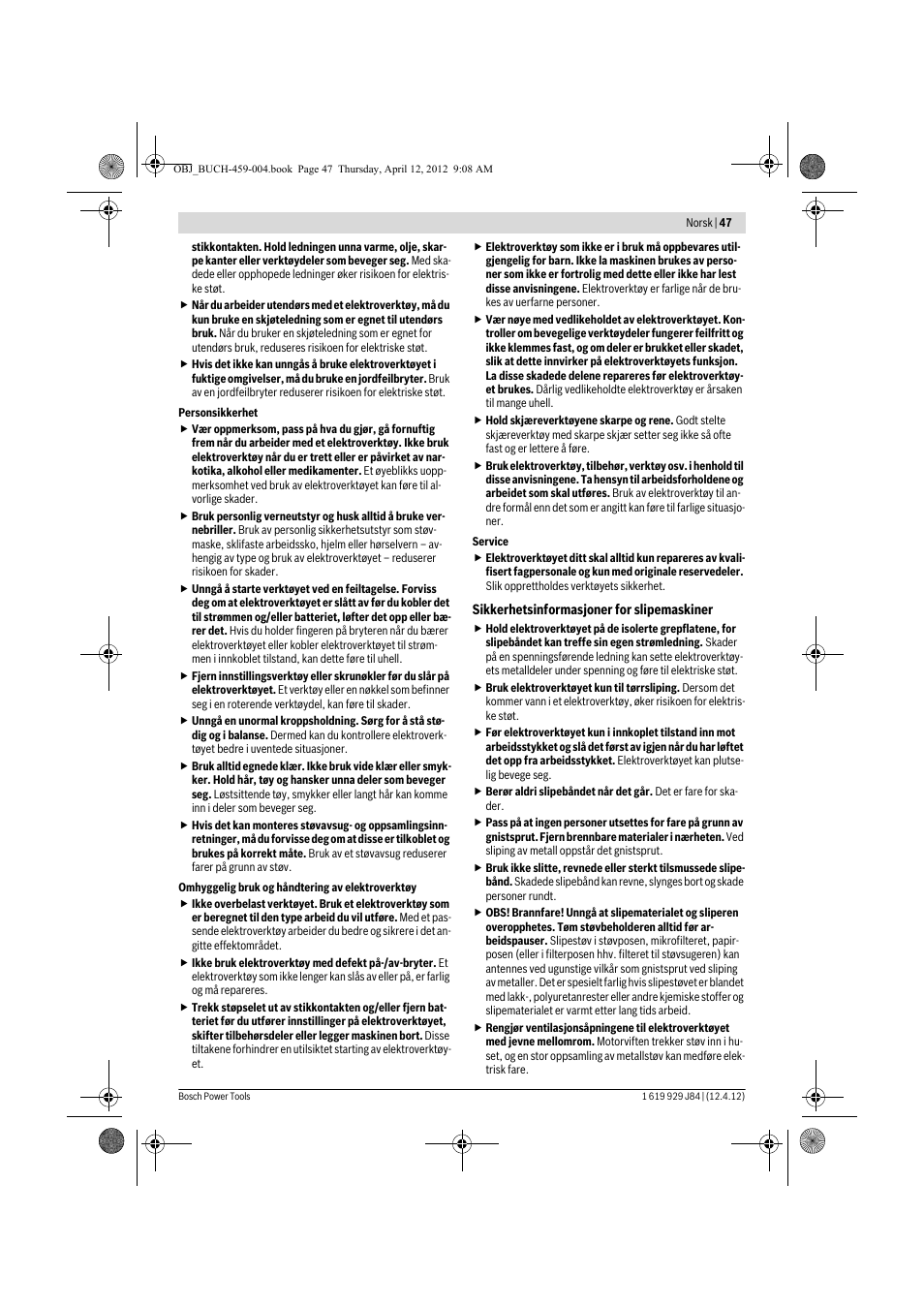 Bosch GBS 75 AE Set Professional User Manual | Page 47 / 139