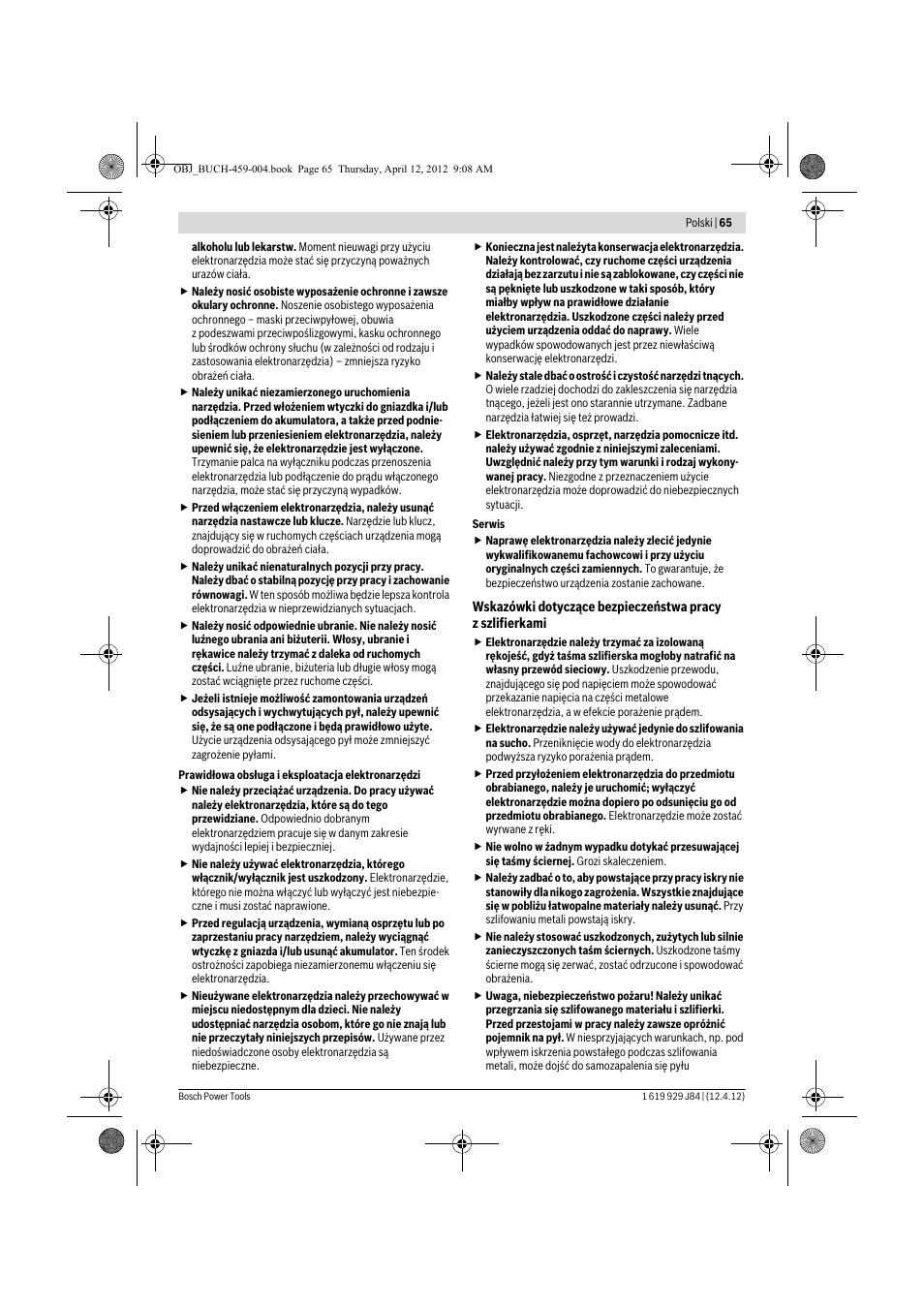 Bosch GBS 75 AE Set Professional User Manual | Page 65 / 139