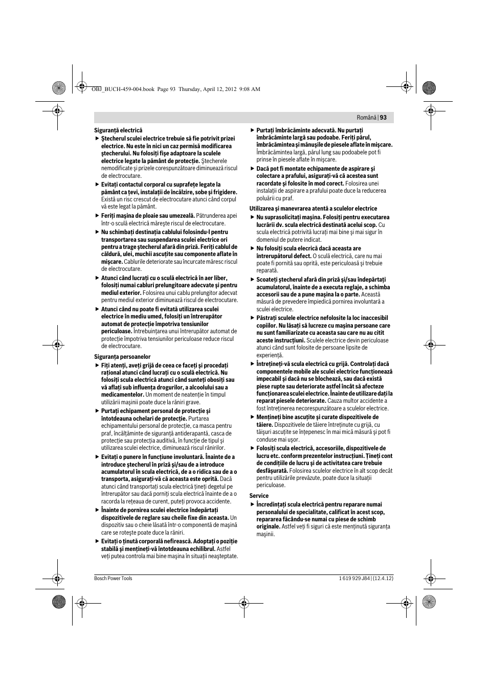 Bosch GBS 75 AE Set Professional User Manual | Page 93 / 139