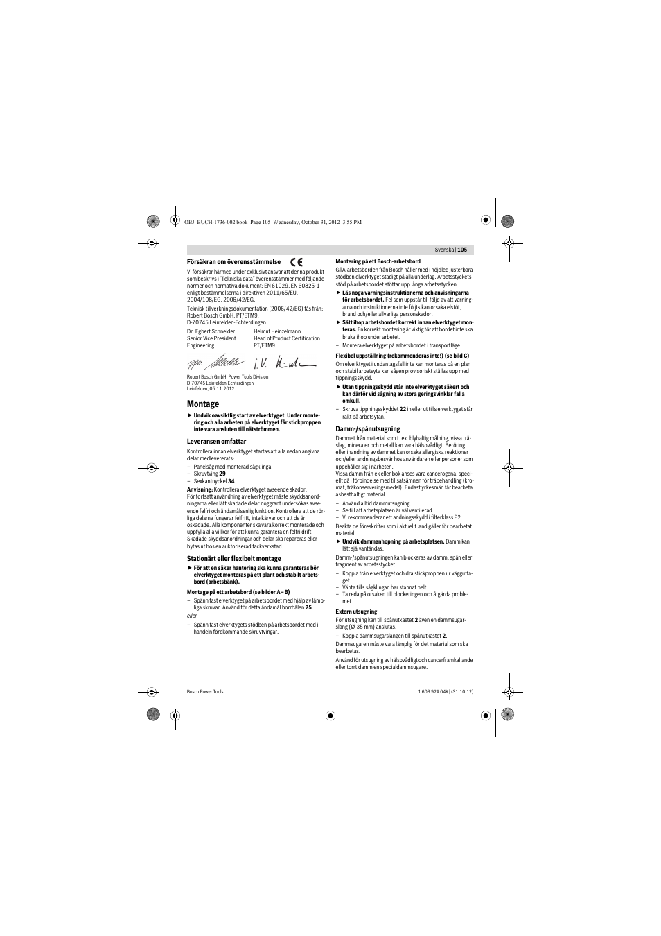 Montage | Bosch GCM 8 SJL Professional User Manual | Page 105 / 332