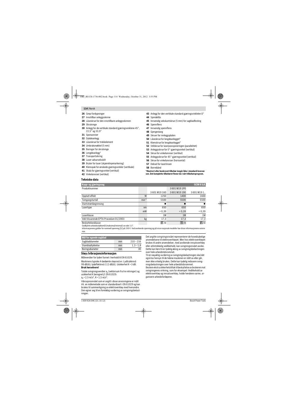 Bosch GCM 8 SJL Professional User Manual | Page 114 / 332