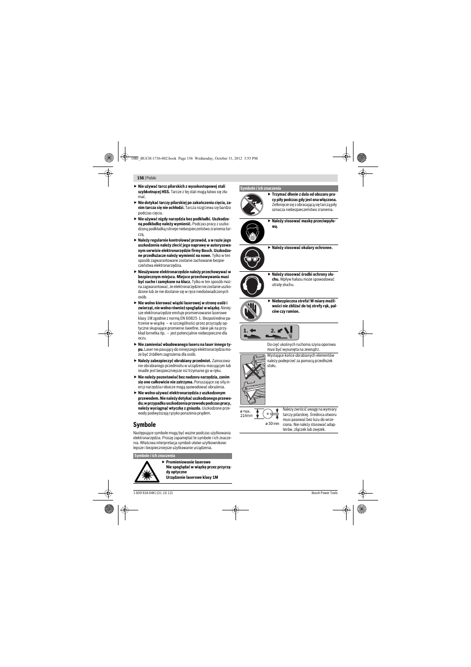 Symbole | Bosch GCM 8 SJL Professional User Manual | Page 156 / 332