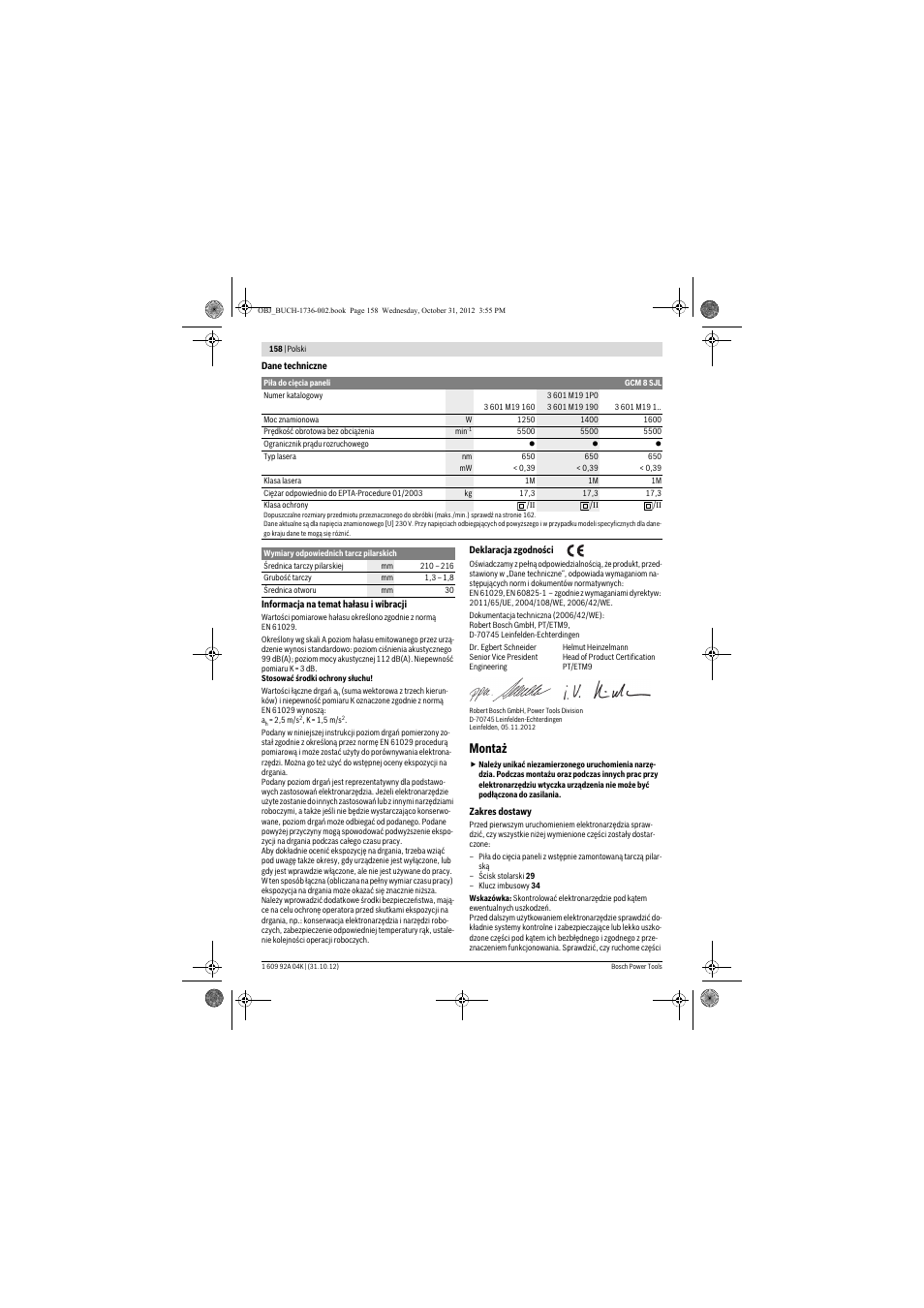 Montaż | Bosch GCM 8 SJL Professional User Manual | Page 158 / 332