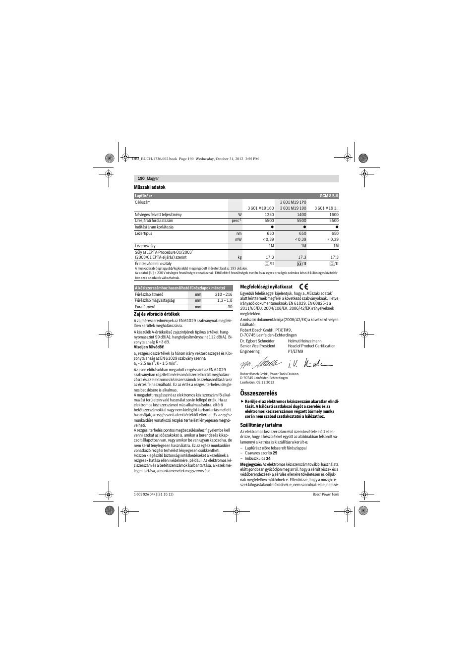 Összeszerelés | Bosch GCM 8 SJL Professional User Manual | Page 190 / 332