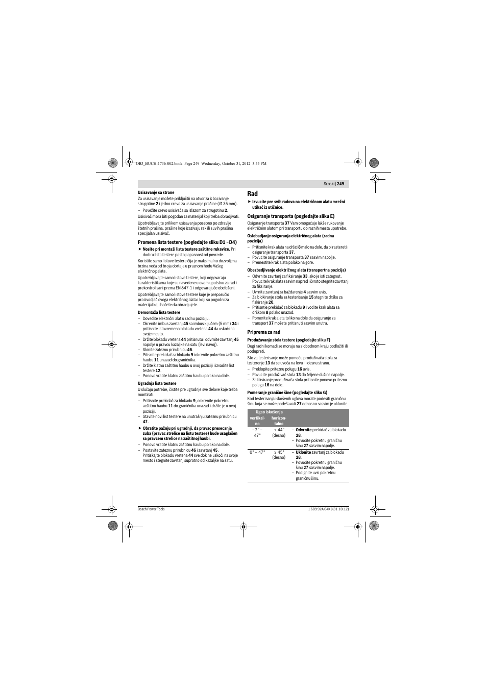 Bosch GCM 8 SJL Professional User Manual | Page 249 / 332