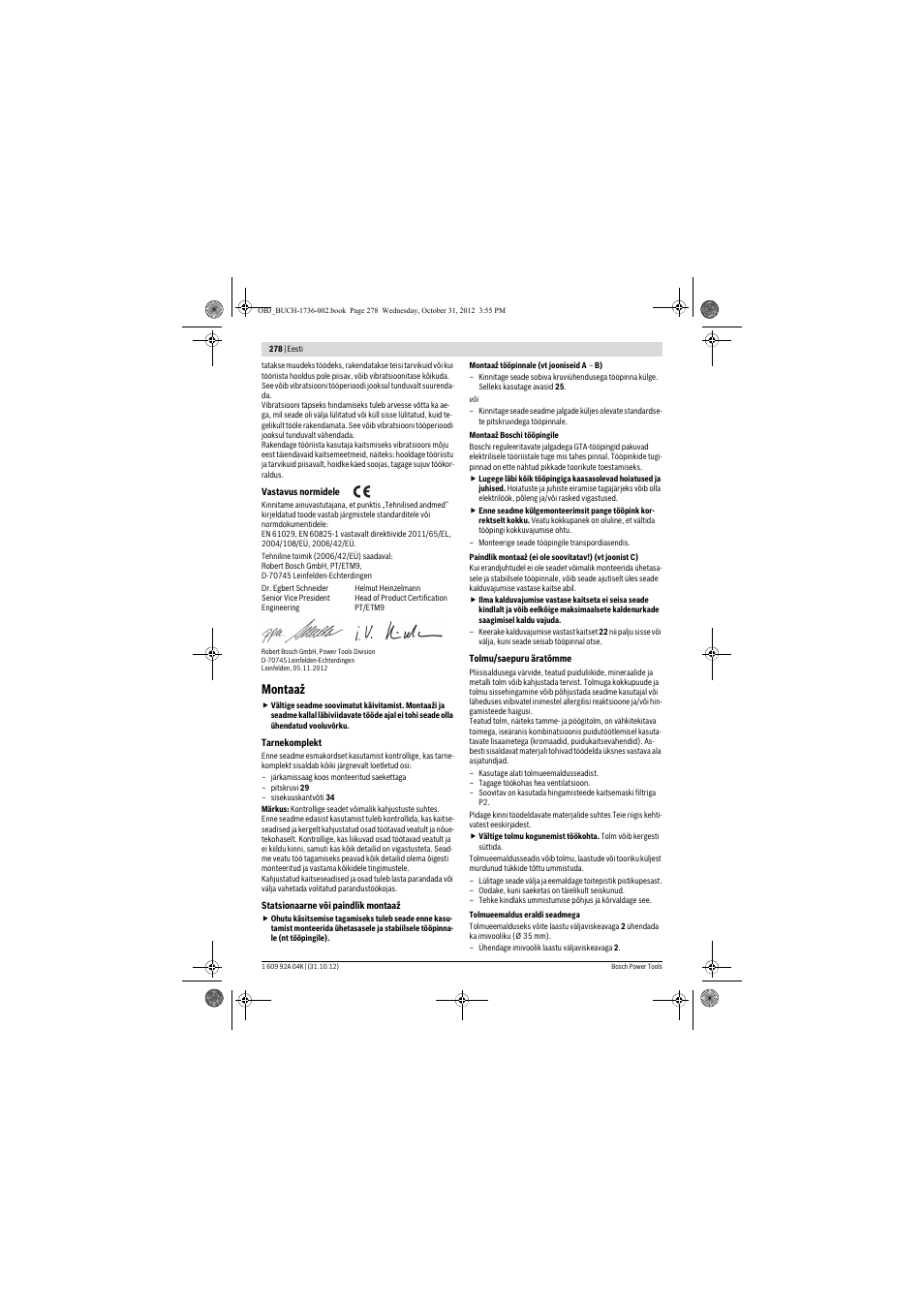 Montaaž | Bosch GCM 8 SJL Professional User Manual | Page 278 / 332